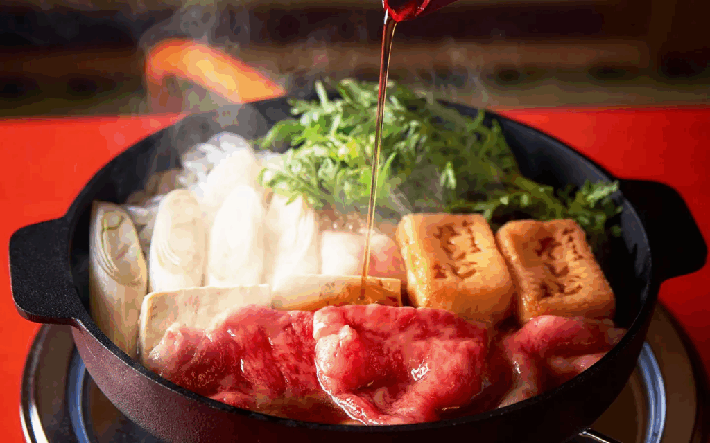 壽喜燒使用甜鹹湯汁調味