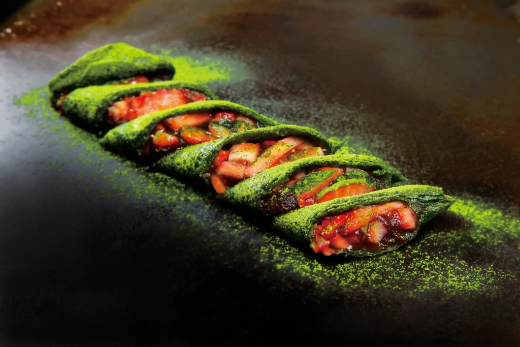 月島名物文字燒 達摩的草莓抹茶紅豆捲