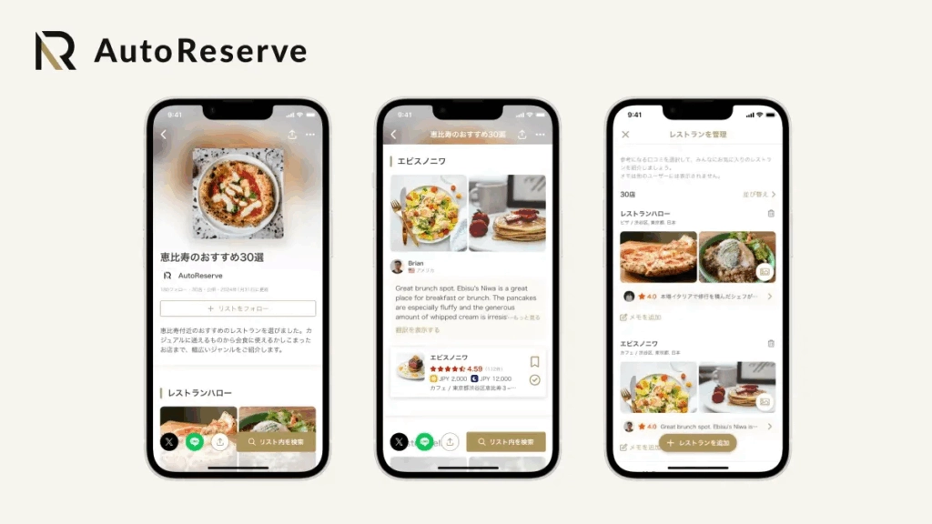 日本餐廳預約APP 網站 AutoReserve